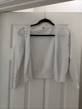 White Open-Front Women's Sweater Cardigan